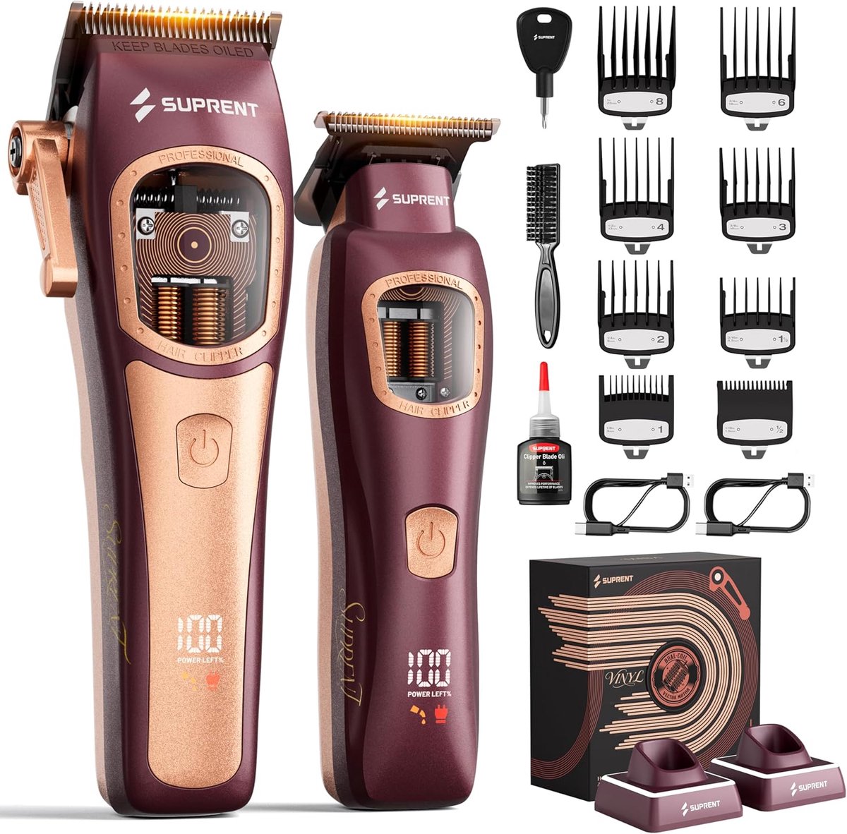 SnelShoppen - Professionele Tondeuse met Pro-Drive Vectormotor, 8500-11000 RPM, Voor Haar, Baard en Lichaam, Zwart, Ideaal voor Kappers en Thuisgebrui