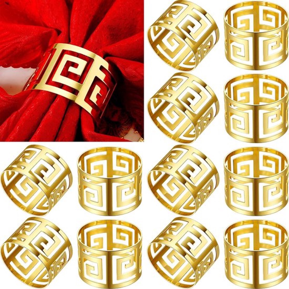 32 stuks gouden servetringen en servetringenset met uitgeholde metalen servetgesp, prachtige huishoudelijke bulk voor decoratie van de eettafel, bruiloft, feest, Pasen, banket, bijeenkomst