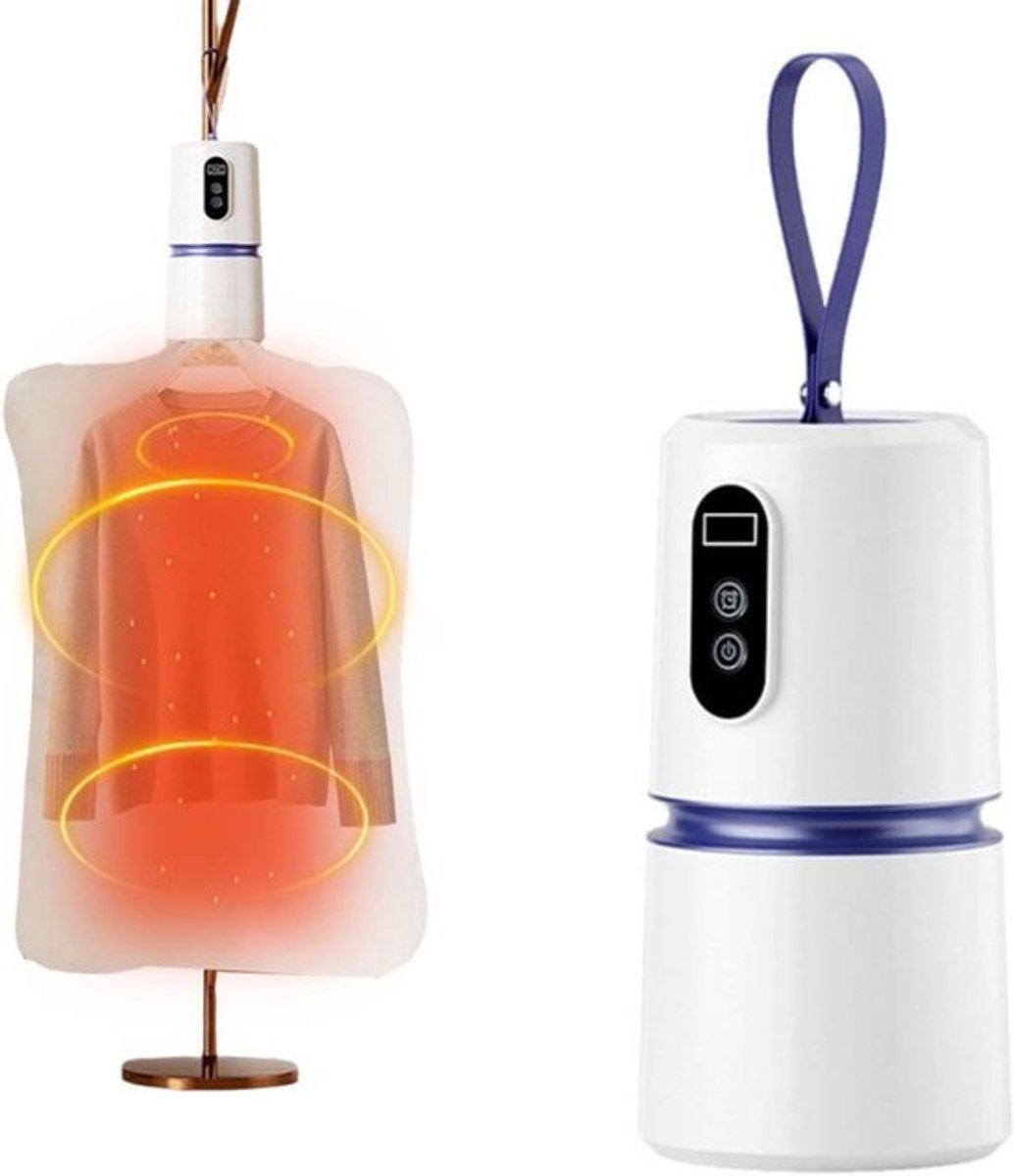 Draagbare wasdroger - Kleine compacte elektrische wasdroger - Reisdroger met timer - Stille draagbare droger met timer - Veelzijdige mini-droger voor reizen, appartementen, campers, studentenhuizen - Wit