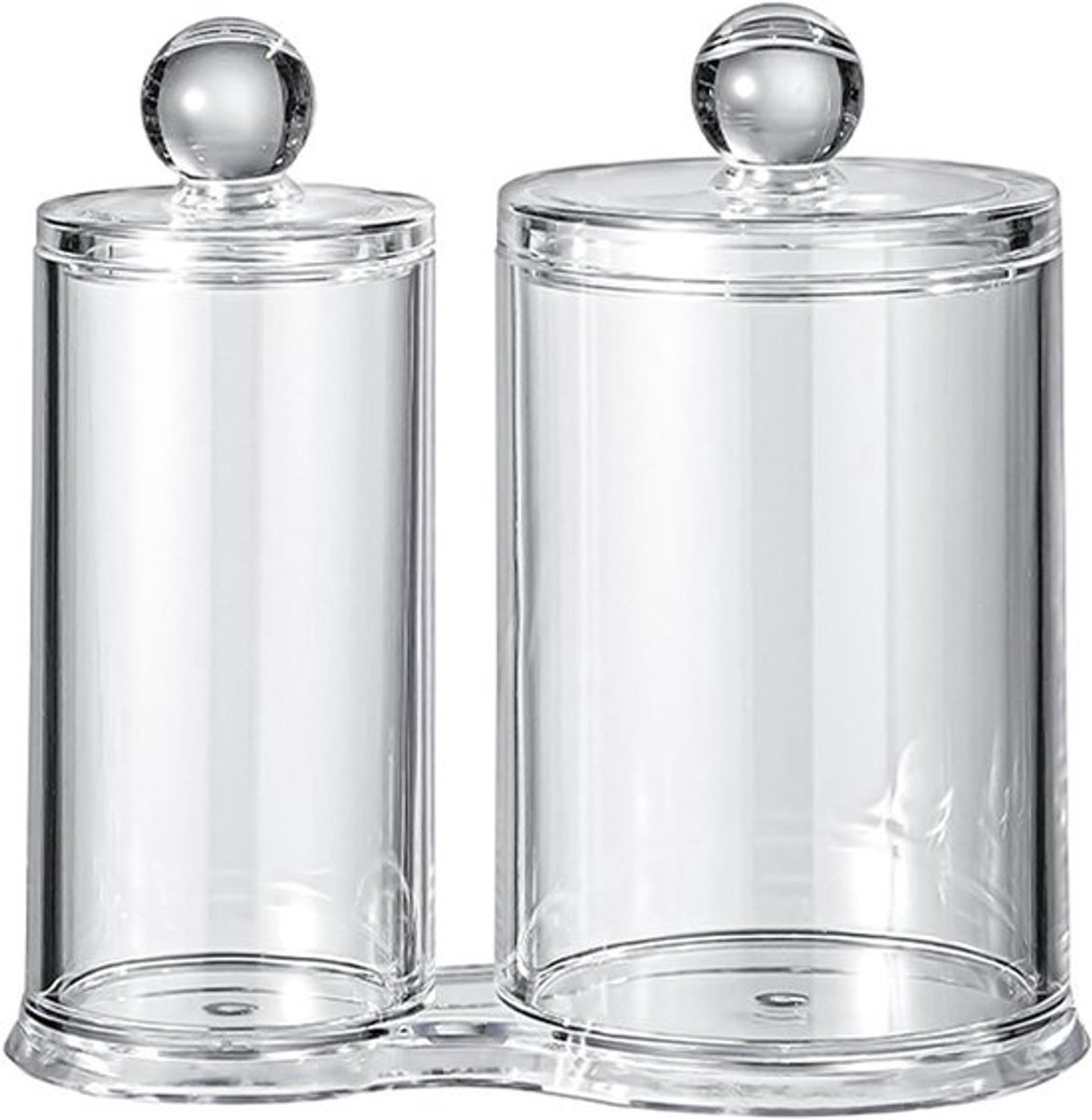 Ronde acryl wattenschijfhouder met deksel opbergdoos voor make-up ei en watten ballen - Badkamer potten met wattenstaafjesopslag