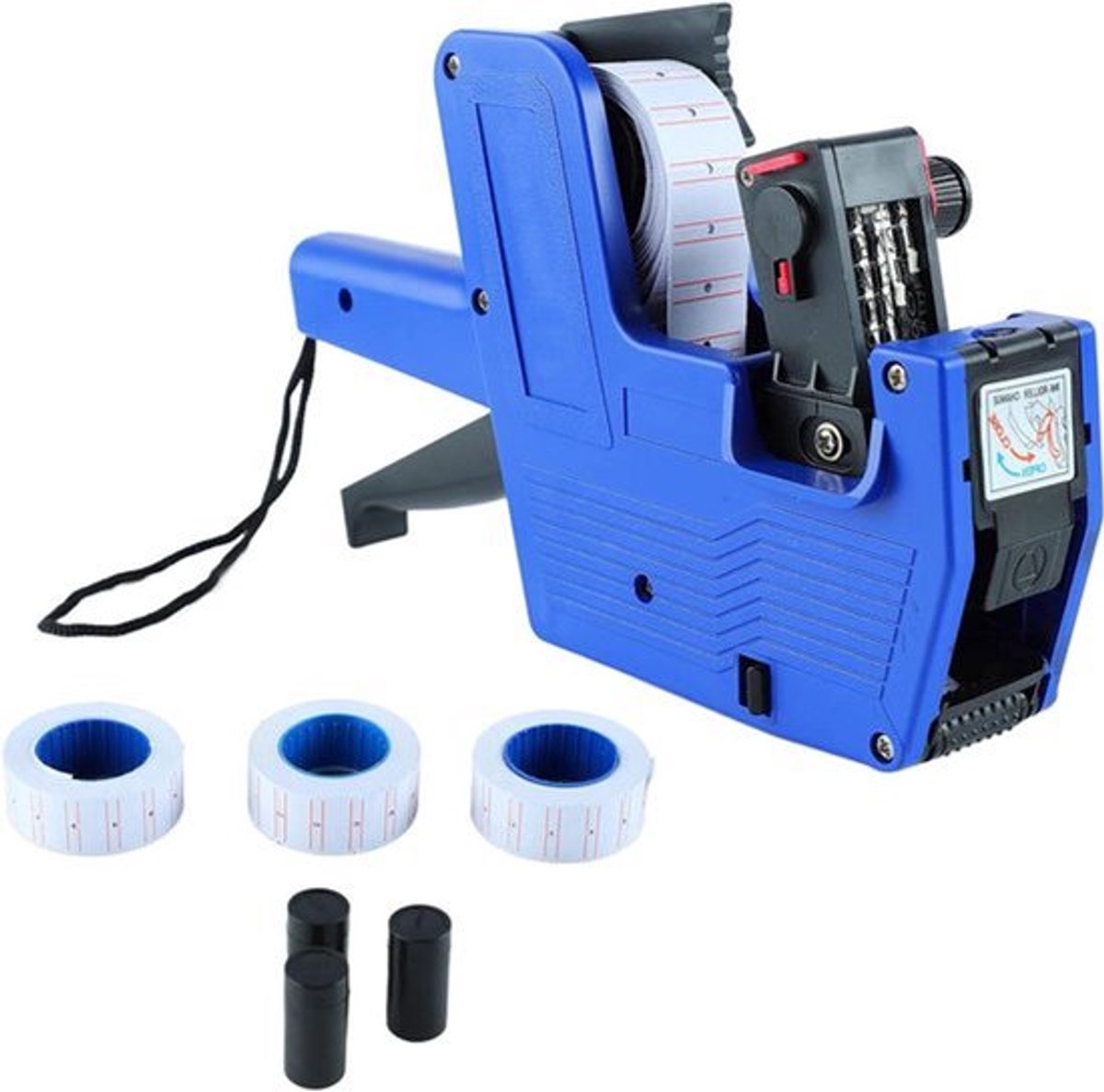 Herbruikbare Prijs Numerieke Tag Maker - 8 Cijfers - Inclusief 3 Rollen Label Papier & 3 Inkt Wiel voor Kantoor en Retail gebruik