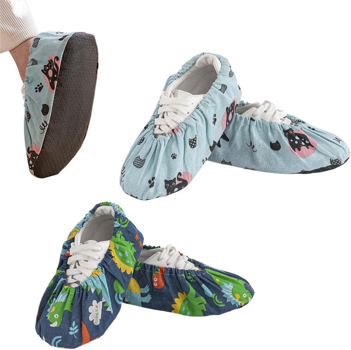 SnelShoppen - 2 Paar Herbruikbare Schoenhoezen met Antislip Zool, Flanel Overschoenen voor Huizen, Bibliotheken en Stofvrije Werkplaatsen