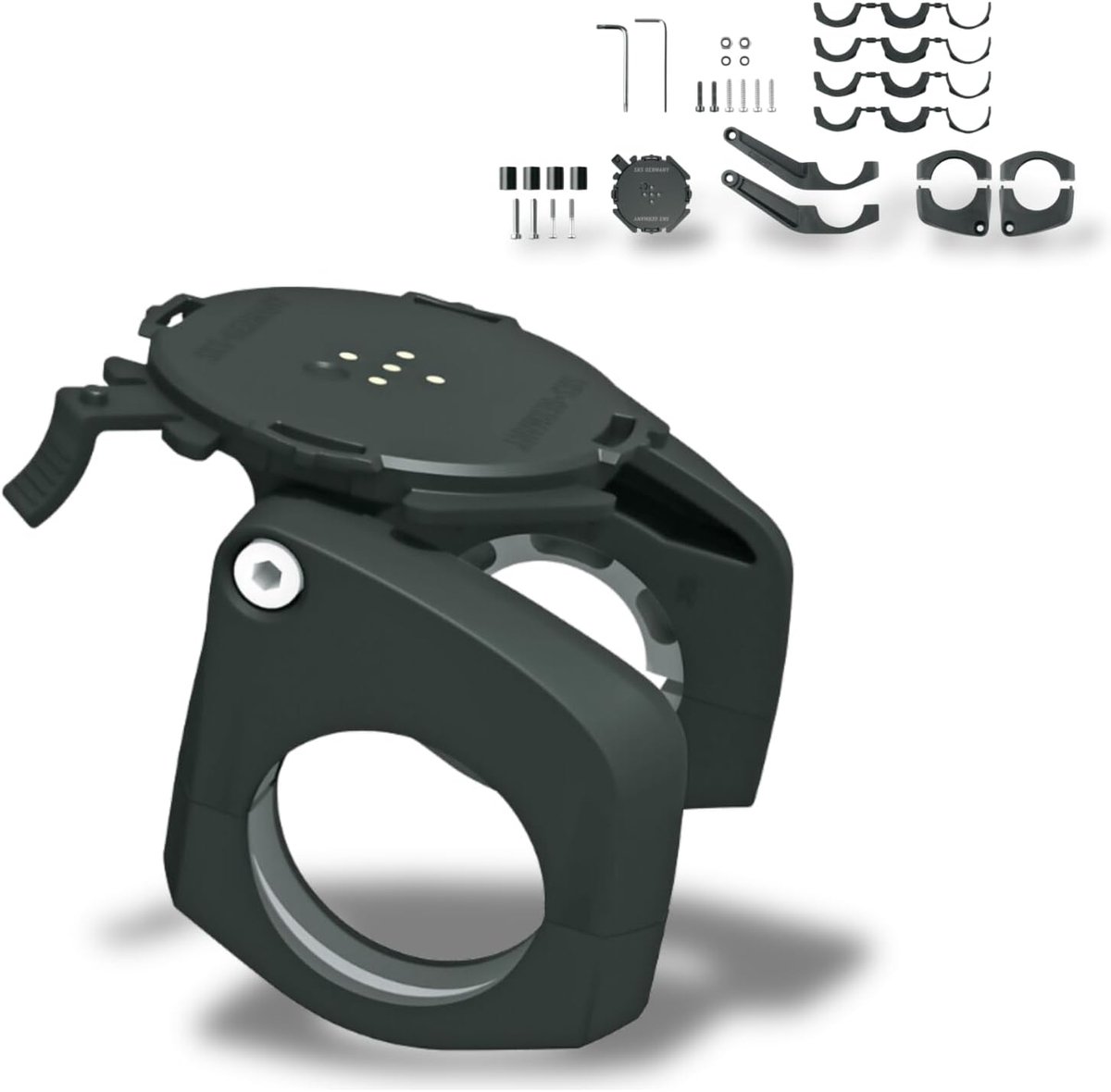 SnelShoppen - Handlebar Mount Smartphone Holder voor Fietsen en E-Bikes - Verstelbare Hoek, 22.2-35 mm - Zwart, Geschikt voor Horizontale en Verticale