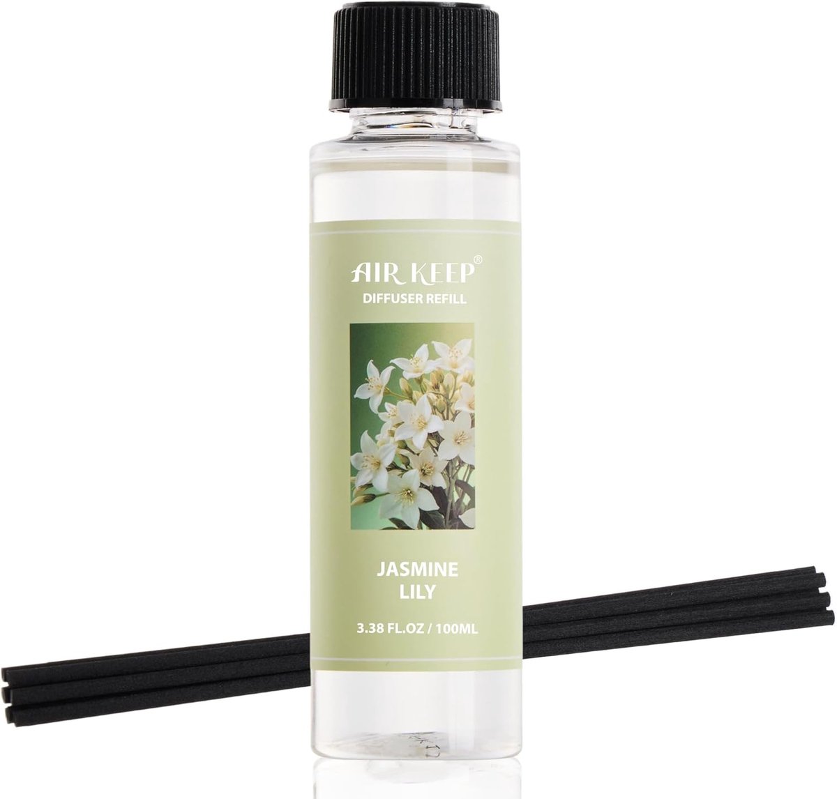 SnelShoppen - Airkeep Navulling Geurverspreider 100 ml Jasmine Lily - Geurstokjes voor Langdurige Geur tot 90 Dagen - Ideaal voor Woonkamer, Badkamer,