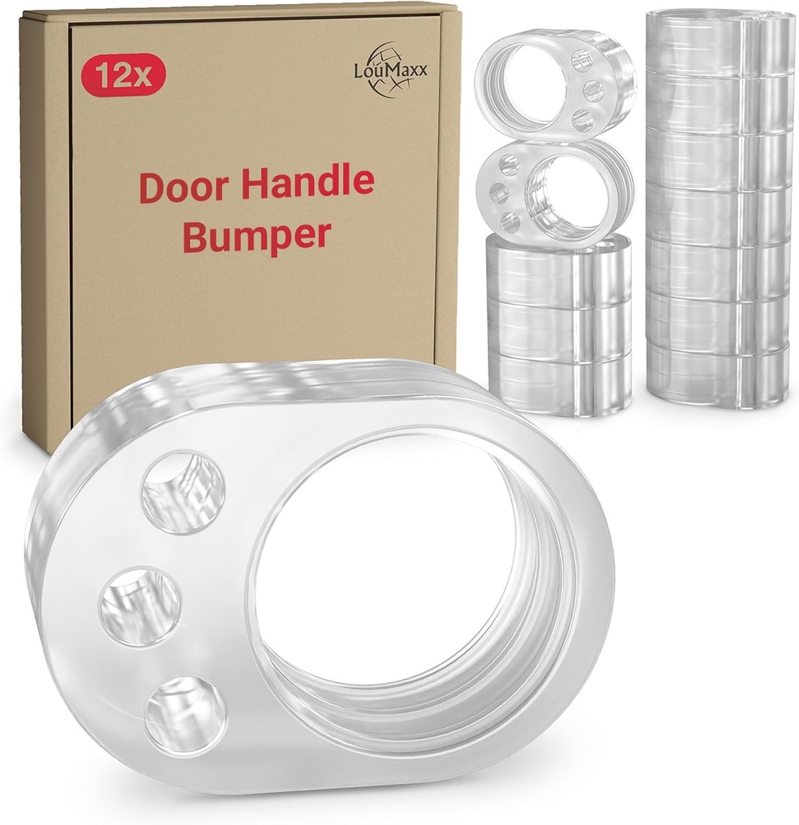 SnelShoppen - LouMaxx Deurknop Stopper - 12 Stuks Transparante Deurknop Beschermers - Deurknop Bescherming voor Muren - Deurstopper Wandbeschermer