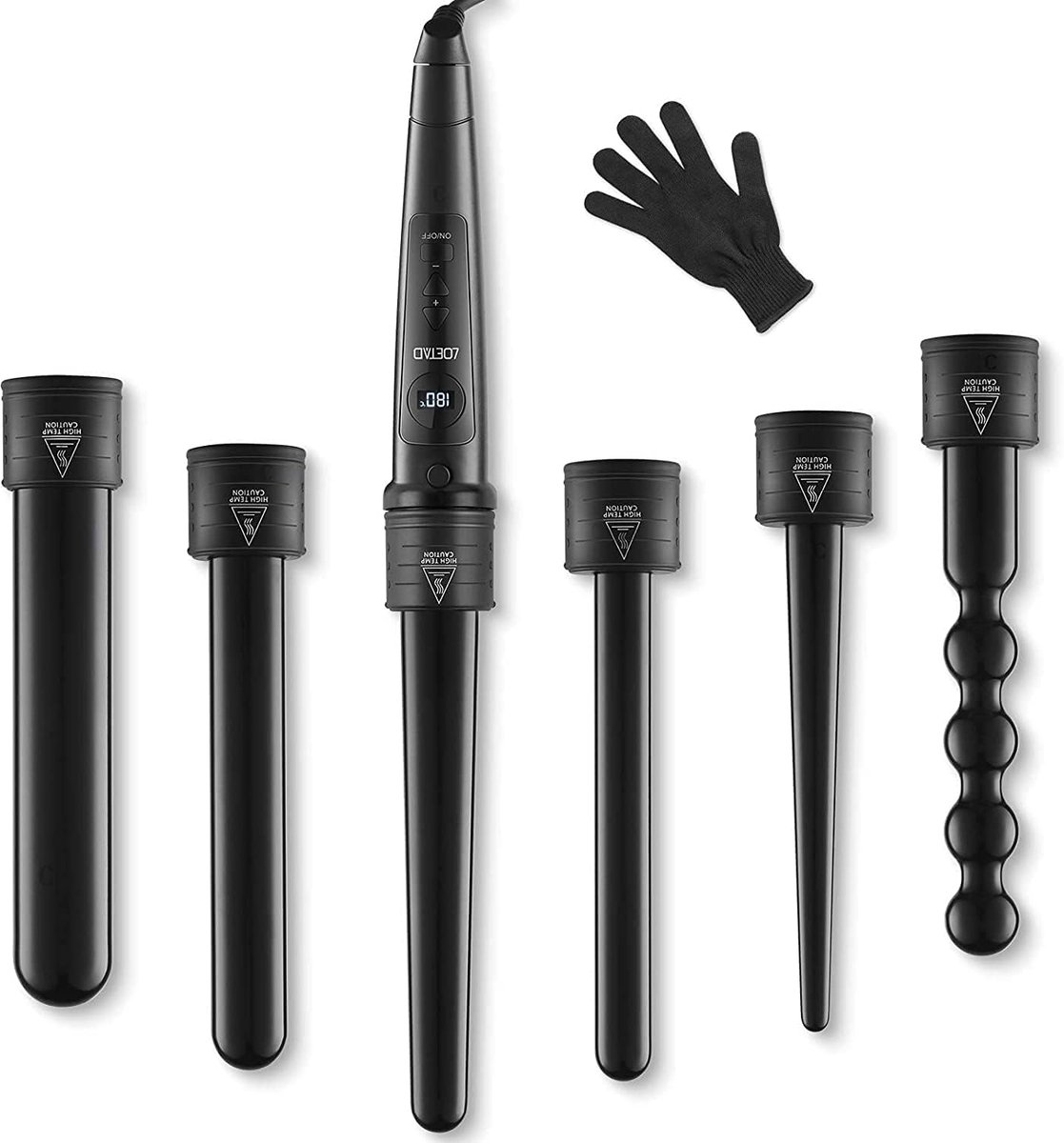 SnelShoppen - 6 in 1 Krultang met LCD Temperatuurinstelling 80°C – 230°C, Keramische Tourmaline, Verschillende Diameter Accessoires voor Perfecte Hair