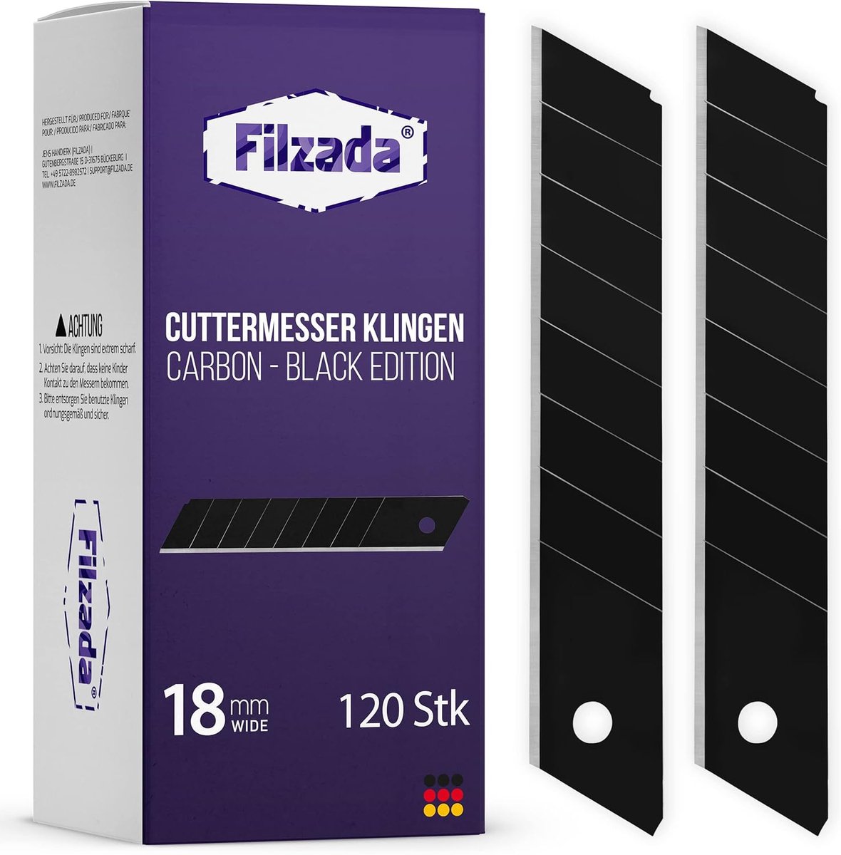 SnelShoppen - 120x Snap-off messen 18mm Zwart - Ultra scherpe snijbladen voor precisie, carbonstaal, robuust, perfect voor knutselen, hobby en profess