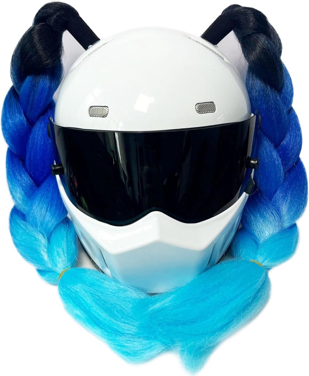 SnelShoppen - Motorhelm met Vlechten, Ponytail met Zuignap voor Fiets, Motor, Scooter, Motocross Accessoires, Handgeweven, Hoog Temperatuur Zijde, 1 P