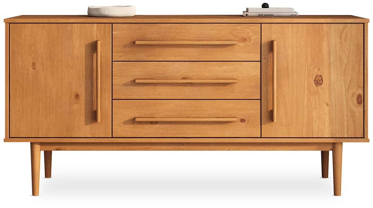 Sideboard TECCA 145 cm met 2 deuren en 3 lades - eikenhouten afwerking