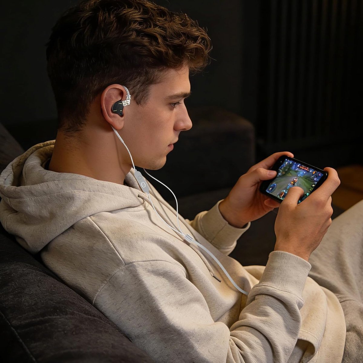 SnelShoppen - HiFi In-Ear Headphones IEMs met Dual Hybrid Driver 1DD+1BA, Ergonomische Polycarbonaat Behuizing, Anti-Tangle Kabel voor Sport en Reizen