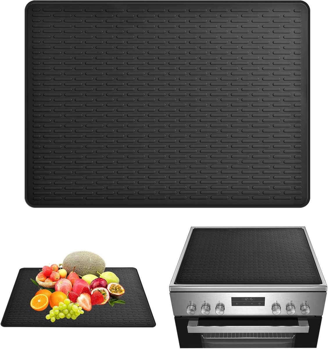 SnelShoppen - Stove Cover Plate 76 x 53 cm - Silicone Cooker Covers - Waterproof Induction Hob en Keramische Plaat - Snijbaar - Keuken Accessoire - Zw