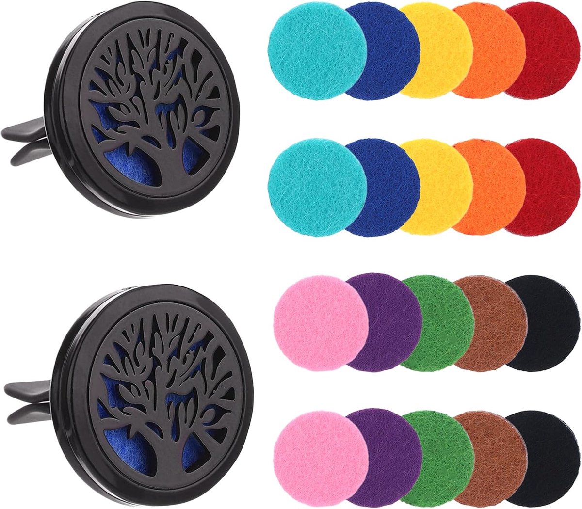 SnelShoppen - Set van 2 Auto Diffusers - Essentiële Olie Luchtverfrisser - Roestvrij Staal - Boom Design - Universele Auto Geurverspreider - Elegant I
