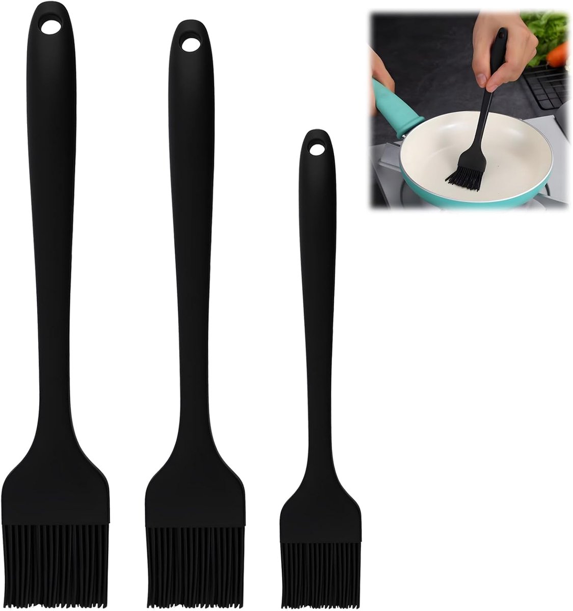 SnelShoppen - Set van 3 Silicone Bakkwasten voor Keuken, Food Grade BPA Vrij, Hittebestendig, Perfect voor BBQ, Bakken, Koken & Marineren, Vaatwasserb