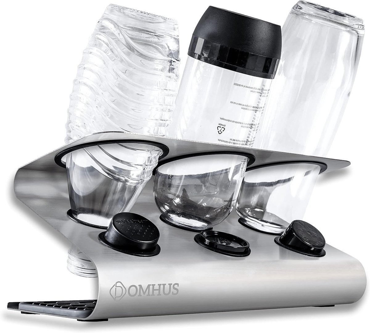 SnelShoppen - Premium Afdruiprek voor SodaStream Flessenhouder van Roestvrij Staal met Afdruipmat, Geschikt voor Glazen Flessen Crystal, Easy, Fuse, E
