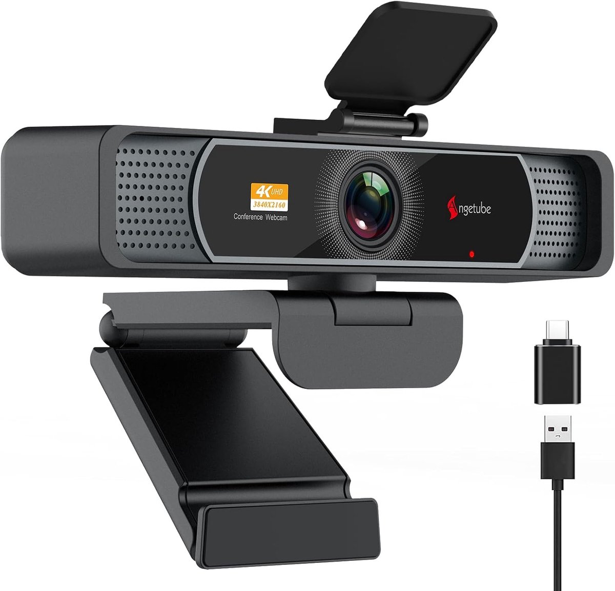 SnelShoppen - 4K Webcam voor PC, Streaming Camera met 120° Breedbeeldhoek, Autofocus PDAF, Dubbele Microfoons met Ruisonderdrukking, 1080p@60FPS, Comp