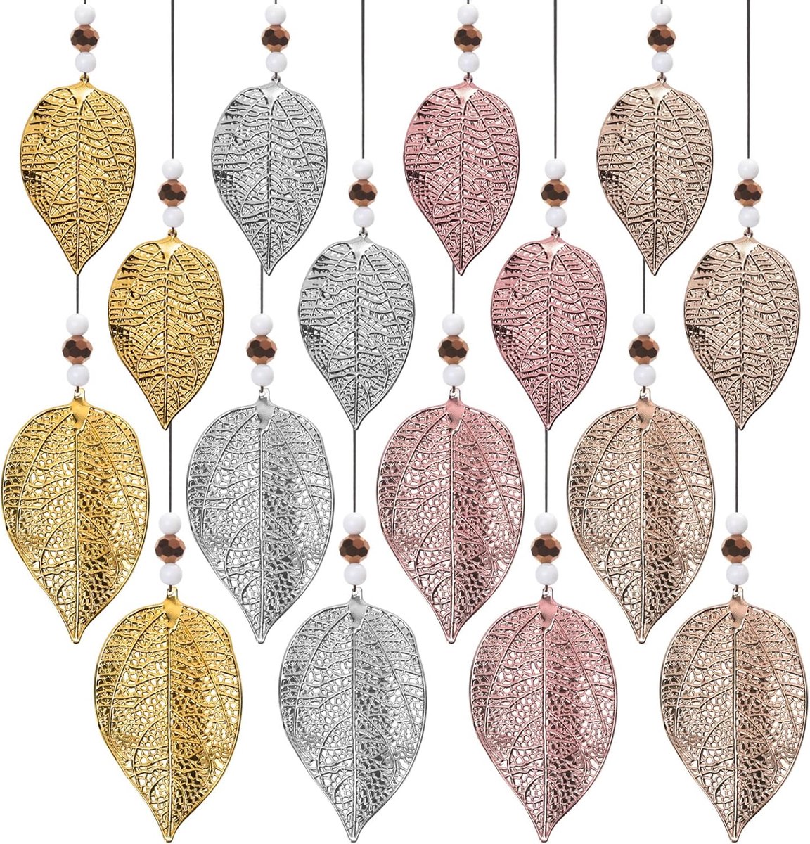 SnelShoppen - Suncatcher 16 stuks metalen hangers + 48 decoratieve kralen en draad voor dromenvanger raamdecoratie, kleurrijke woondecoratie, kunstzin