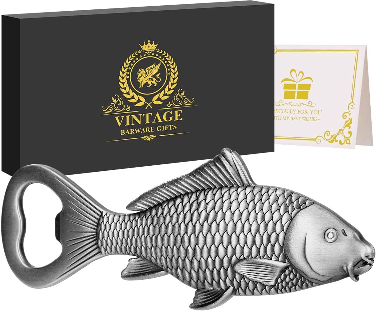 SnelShoppen - Unieke Carp Bier Flesopener voor Vissers, Perfecte Vaderdag Cadeau, Verjaardagscadeau voor Mannen, Visdecoratie, Cadeau in Luxe Geschenk