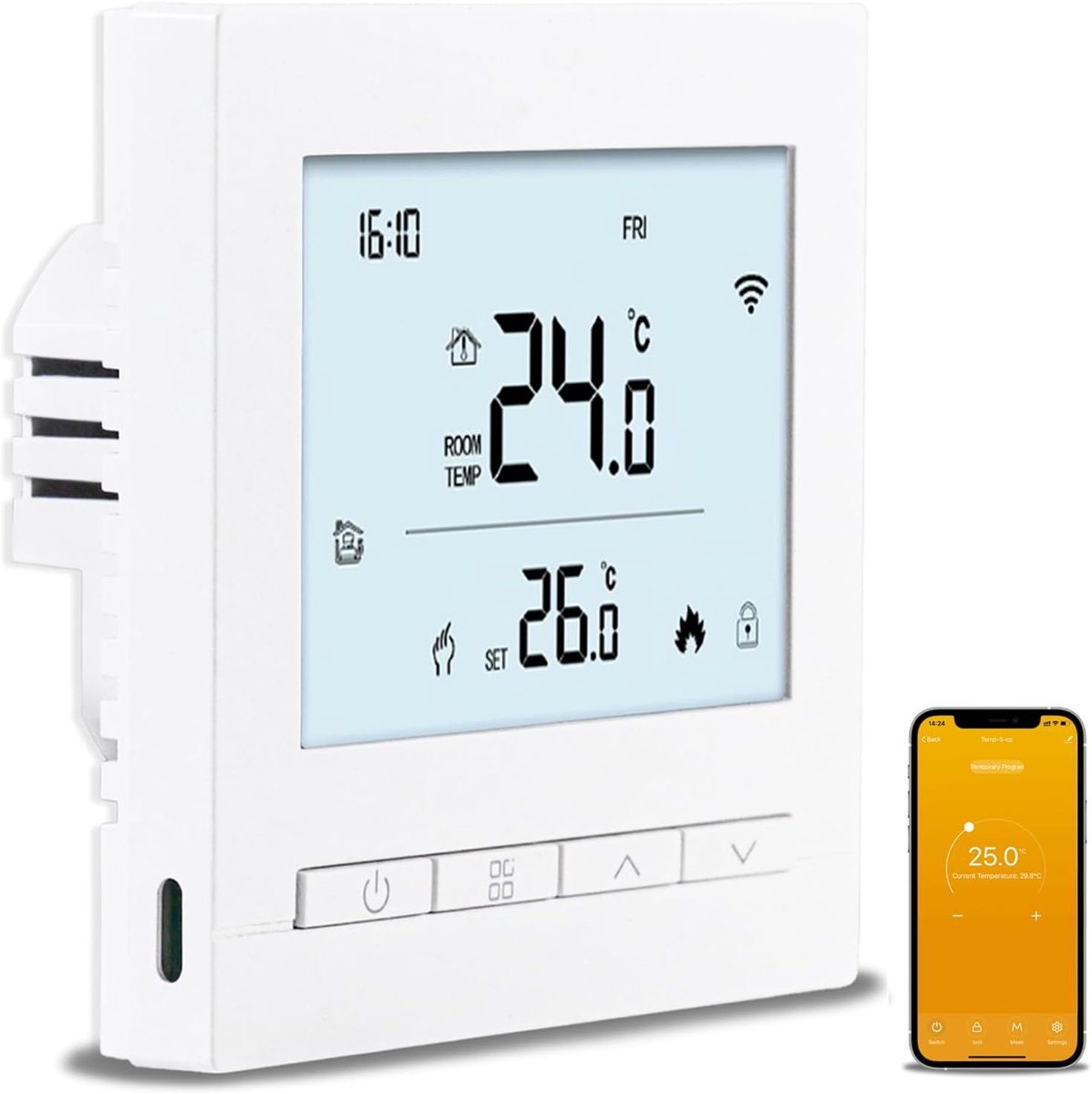 SnelShoppen - Smart Heating Thermostat LED Digitaal WiFi Wandthermostaat Programmeerbaar Vloerverwarming Compatibel met Alexa en Google Home - Wit