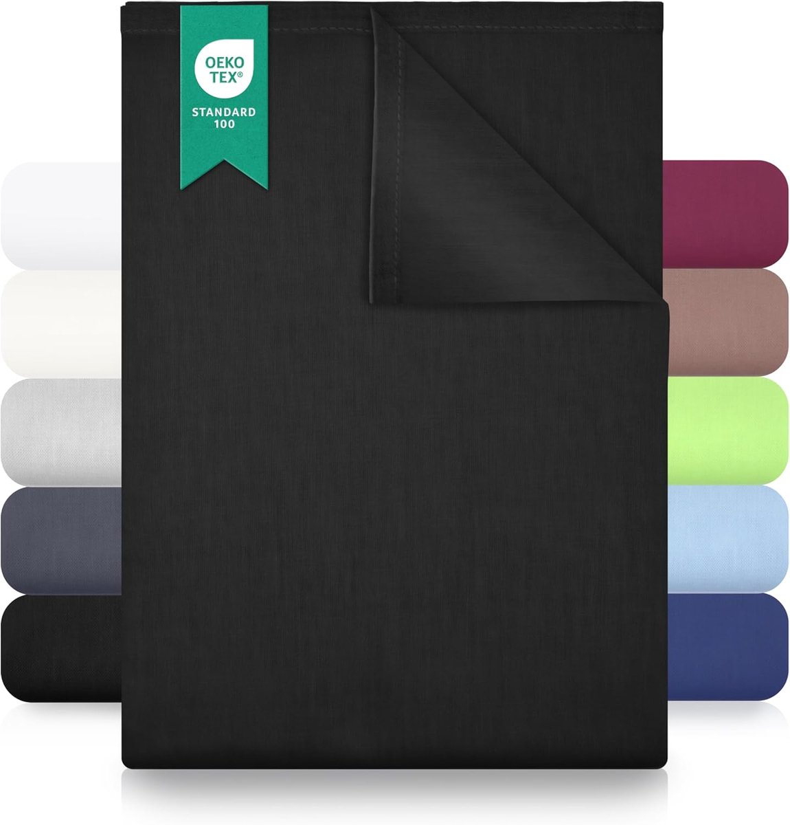 SnelShoppen - Katoenen Flat Sheet 180x275 cm - Zwart - 100% Natuurlijke Katoen - Geschikt als Dekbedovertrek, Lichte Zomerdeken, Tafelkleed, Sofa Prot