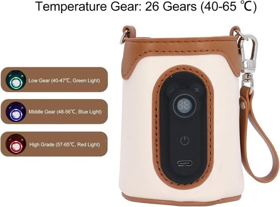 SnelShoppen - Bottle Warmer USB Powered - 26 Gangen Temperatuur Instelbaar - Draagbare Flesverwarmer voor Melk - Ideaal voor Thuis en Reizen (L) — afbeelding 3