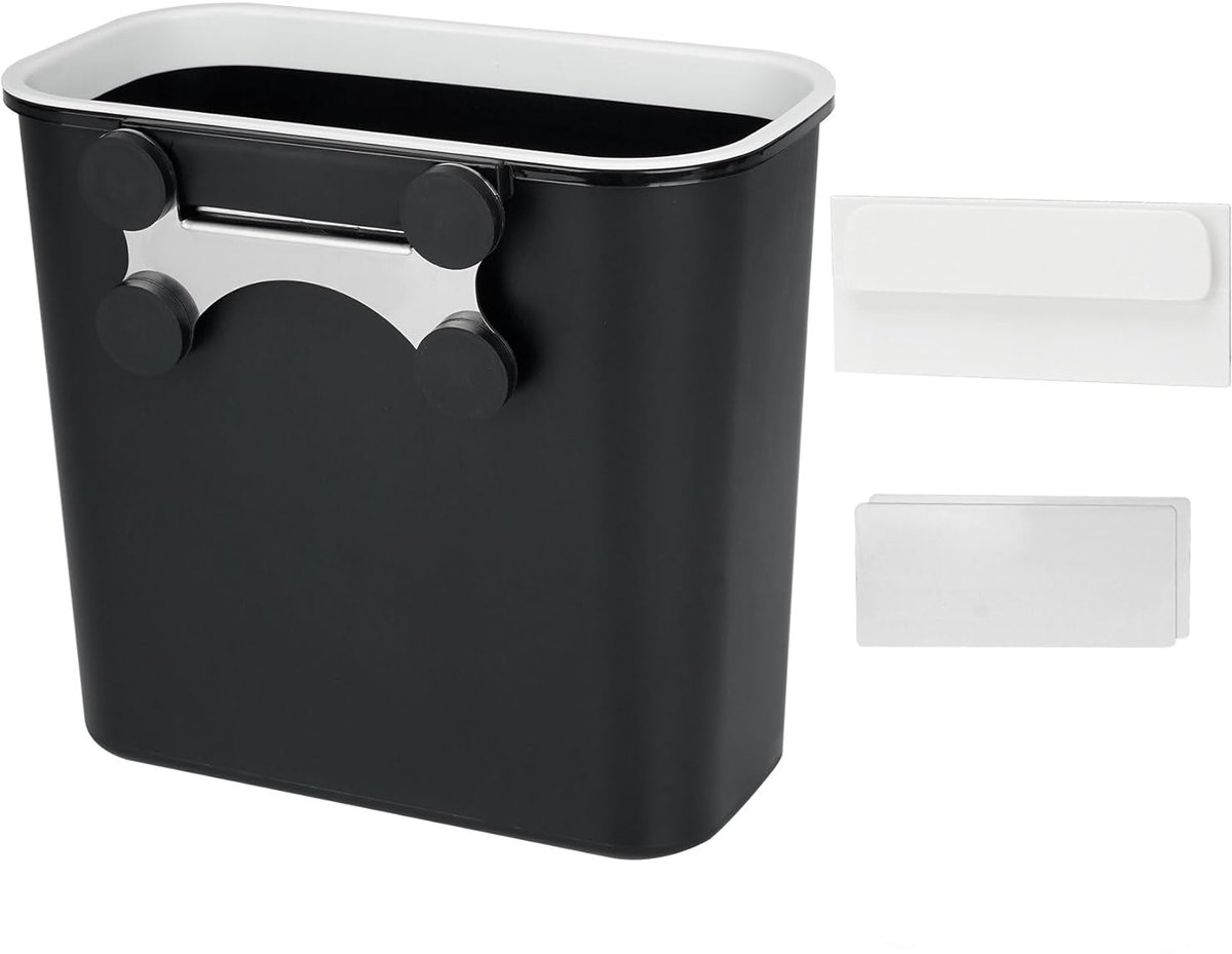 SnelShoppen - Hangende Vuilnisbak 8L - Wandmontage Keukenafvalbak - Zwart - Ideaal voor Keuken, Badkamer, Caravan, Kantoor en Slaapkamer