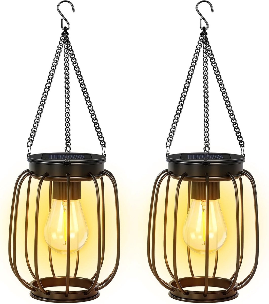 SnelShoppen - Outdoor Hanglampen, Metalen Pendel Lichten met Haken, Waterdichte Buiten LED Lantaarns, Klassieke Decoratieve Verlichting voor Tuin, Pat