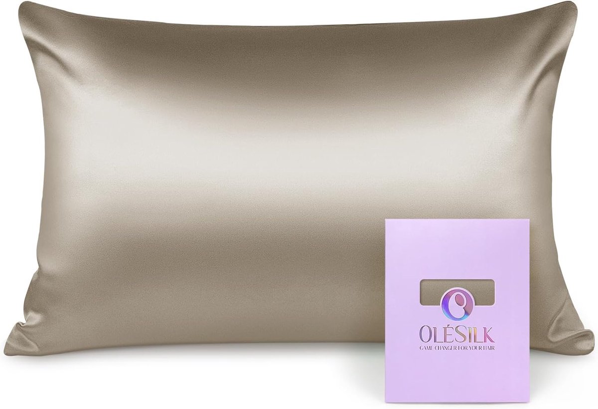 SnelShoppen - Zijde Kussensloop 16 Momme Mulberry Zijde Kussensloop voor Haar en Huidverzorging, 50x70cm, Taupe, Ademend en Allergievriendelijk