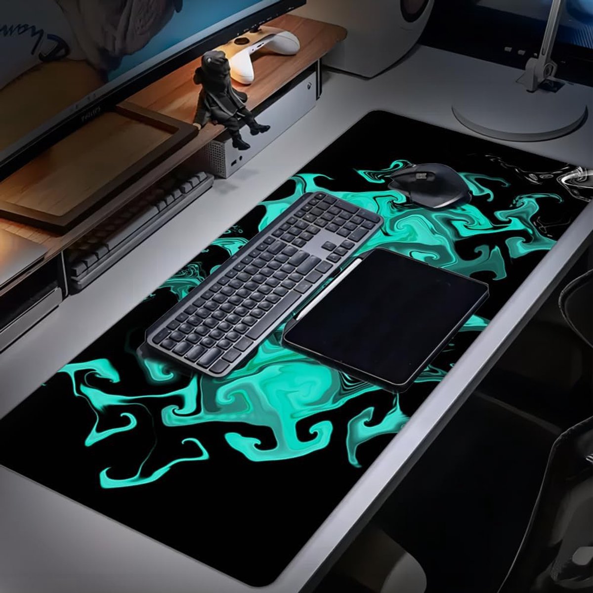 SnelShoppen - XXL Gaming Desk Mat Mouse Pad 90 x 40 cm - Grote Waterdichte Non-Slip Bureau Mat - Ideaal voor Thuis en Kantoor - Groene Ergonomische On