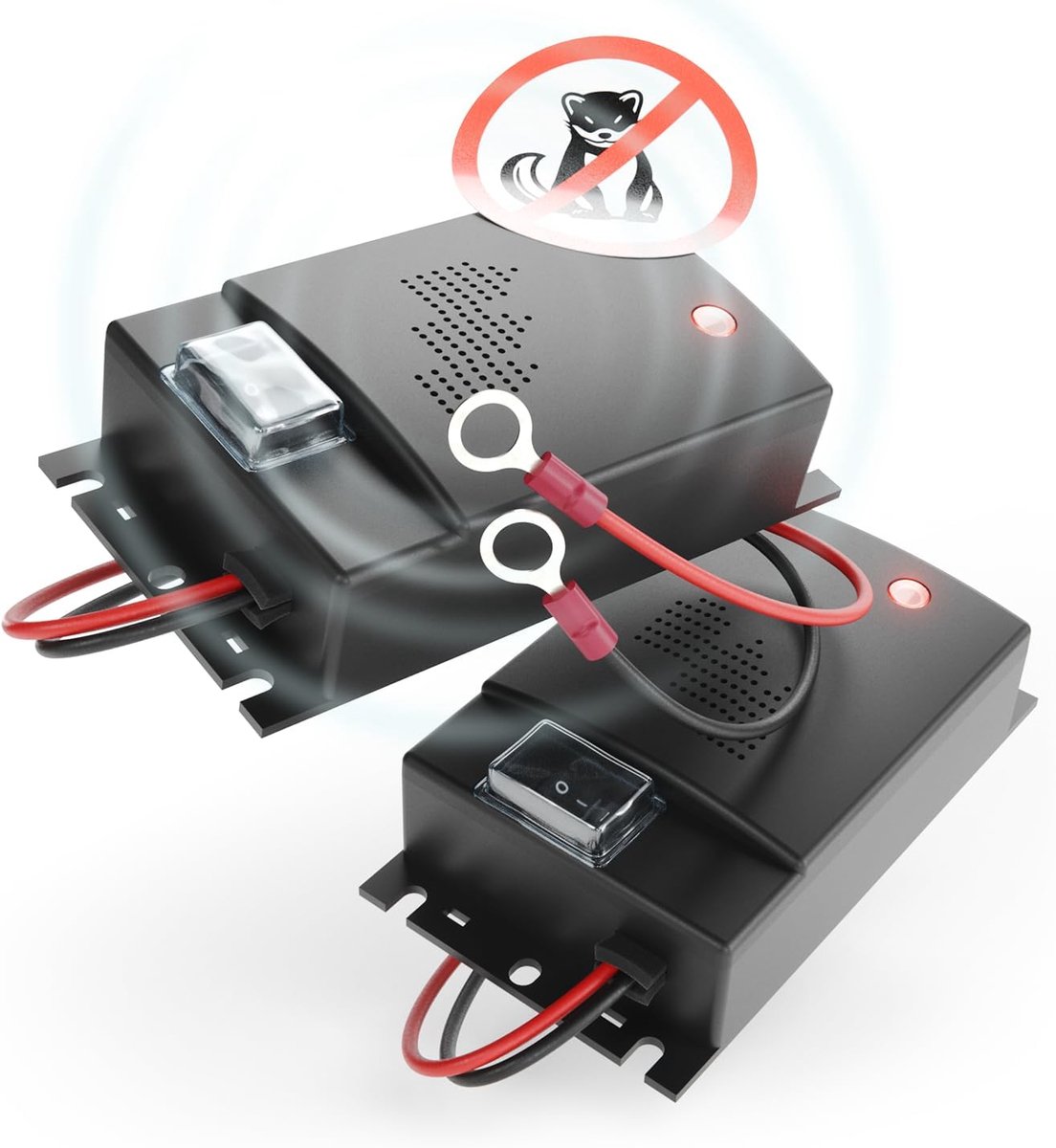 SnelShoppen - 2 x Ultrasone Marterafschrikker met 12V Accu Aansluiting - Effectieve Marterbeschermer voor Motorcompartiment - Makkelijk te Installeren