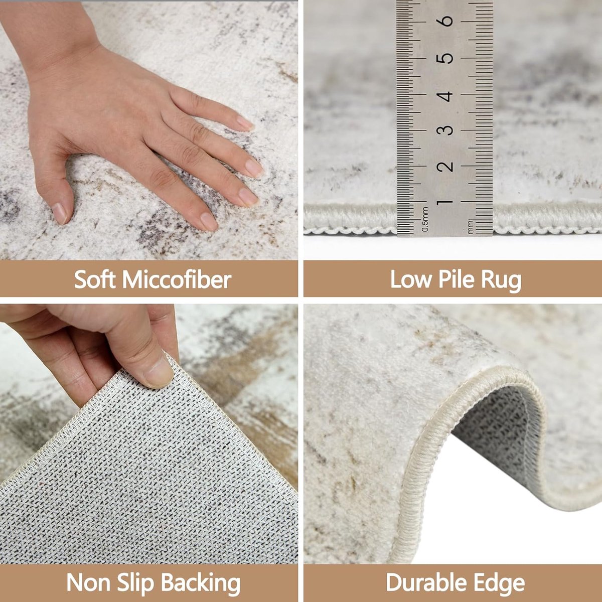 SnelShoppen - Loper Vloerkleed 80 x 300 cm Antislip Tapijtloper Beige Bruin Wasbaar voor Hal Entree Slaapkamer Keuken