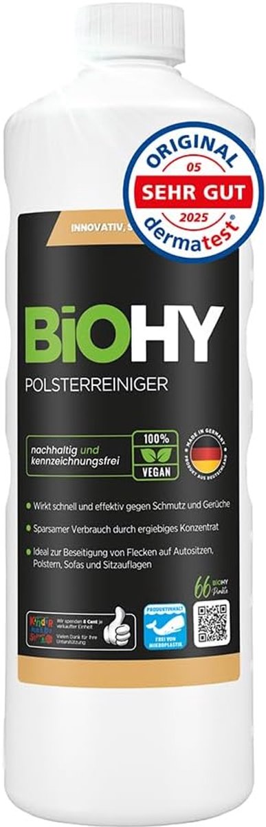 SnelShoppen - BiOHY Bekleding Cleaner 1 Liter | Perfect voor Autozetels, Sofas, Matras, Vlekken Verwijderaar, Natuurlijke Schoonmaak, Dieptereiniging,