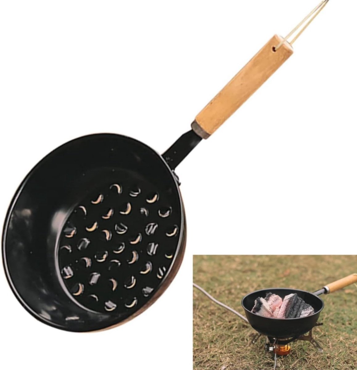 SnelShoppen - BBQ Grill Houtskool Starter Pot met Houten Handvat - Duurzaam IJzer - Snelle Houtskool Aanmaak - Ideaal voor Tuin, Camping en Feesten