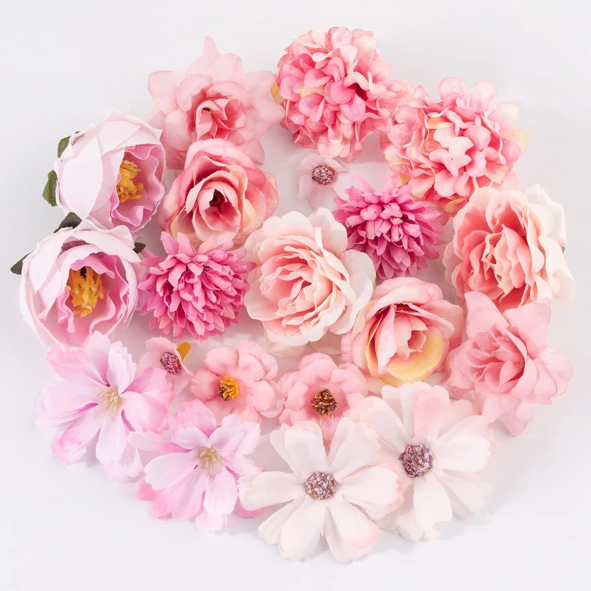 Kunstbloemen Bloemkoppen - Mini Decoratie - Ambachtelijk Knutselen - Stof Materiaal - 20 S