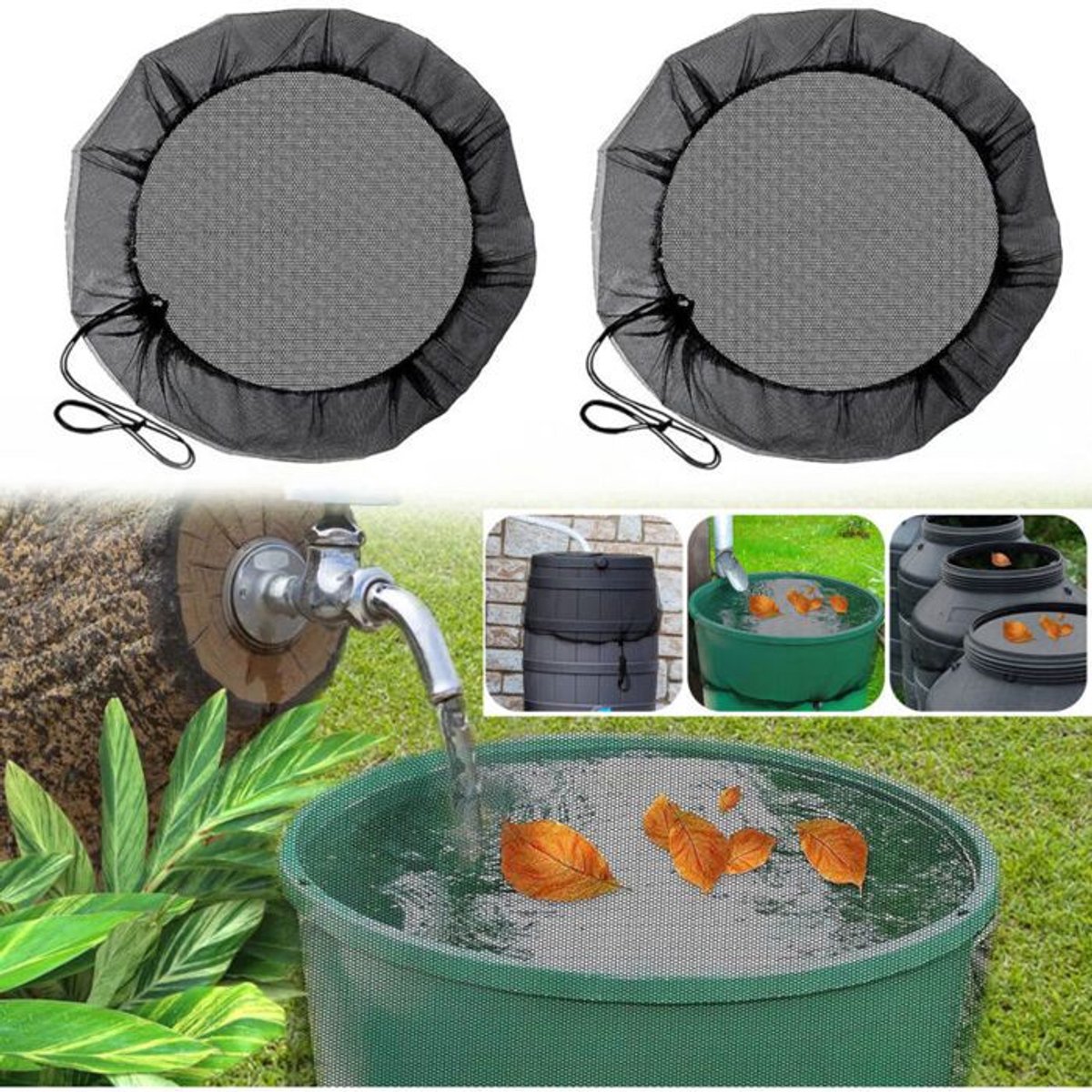 LISM-Eendelig muggennet met trekkoord om muggen en dode bladeren buiten te houden. Diameter: 95 cm.