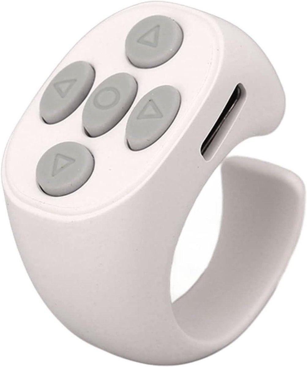 Bluetooth Afstandsbediening - Ring Controller - Video's Bedienen - Oplaadbaar Ontwerp - 10 Meter Bereik - Wit