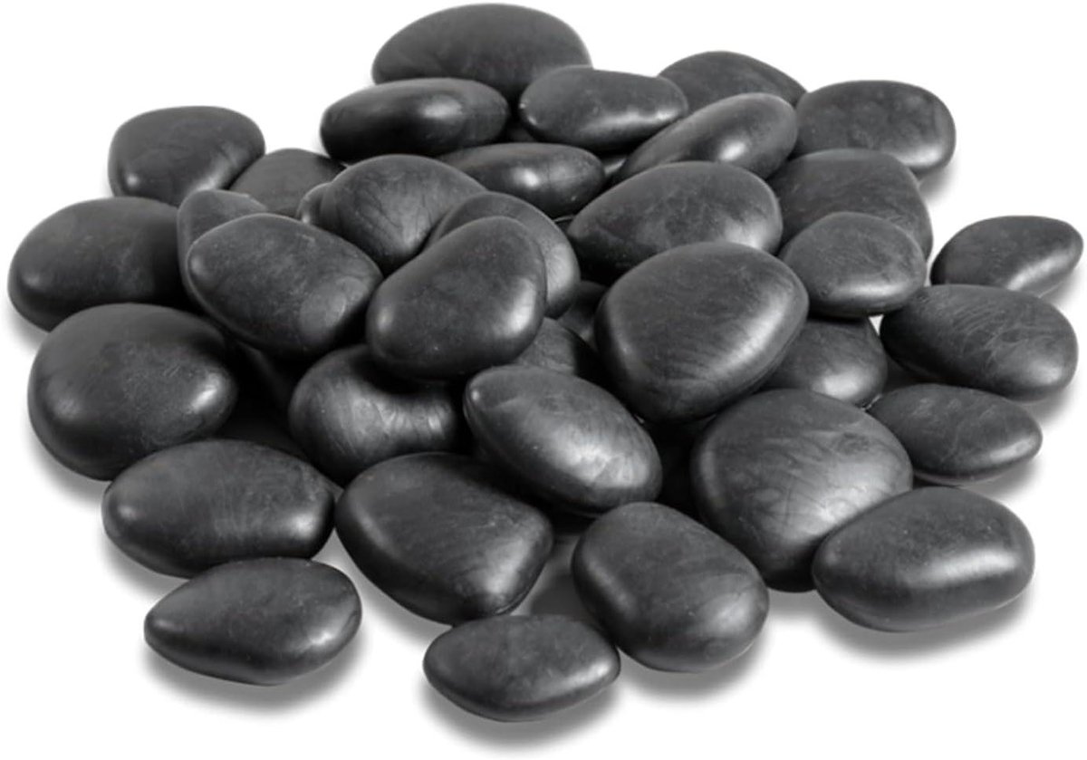 Decoratieve stenen - Plastic keien - Tuin decoreren - Gerecycled materiaal - 75 stuks - Zwart