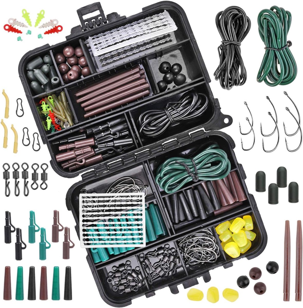 SnelShoppen - 282 Stukken Hengelsport Tackle Box - Vissen Accessoires Pakket met Haak, Veiligheidsclips, Lood, Lure, Beads, Boilie Stops en Meer