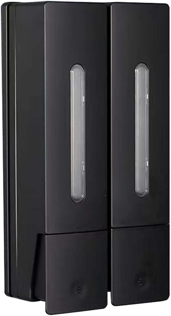 SnelShoppen - Wandzeepdispenser zonder boren, 2 x 400ml douchegel dispenser, 2 kamers, ABS plastic, handmatige dispenser voor shampoo, bad en keuken