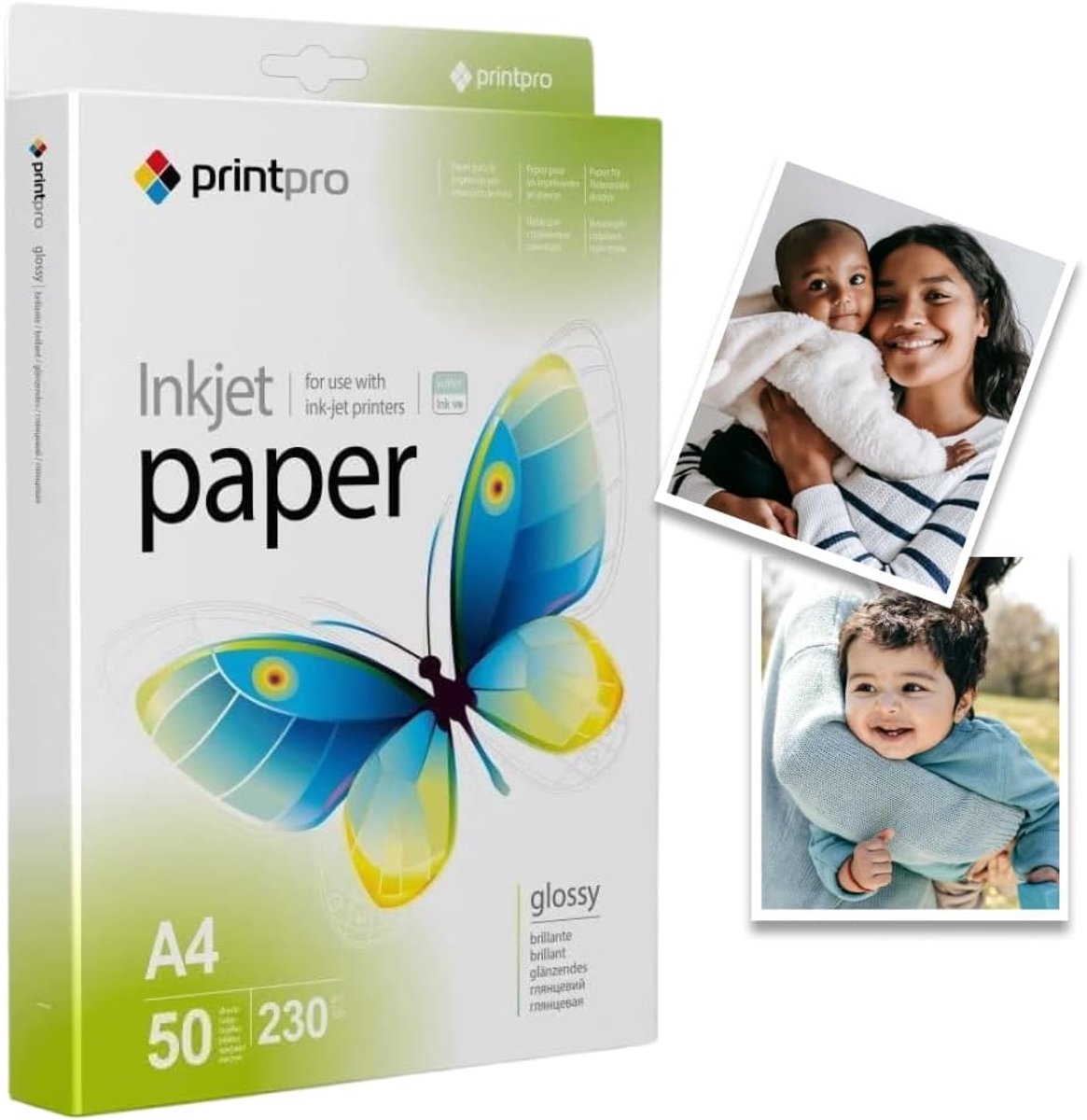 SnelShoppen - Hoogglans Fotopapier A4 230 g/m², 50 Vellen, Direct Droog, Waterbestendig voor Inkjet Printers - Ideaal voor Schoolprojecten en Persoonl