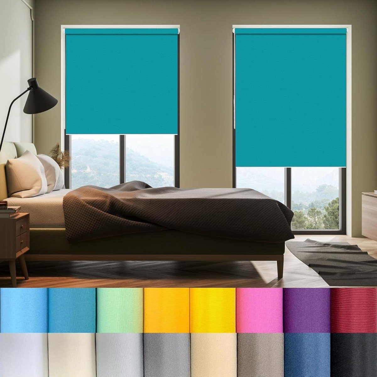 Dubbel Rolgordijn - Duo Gordijn - Privacy en Zonwering - Montage zonder boren - 110 x 210 