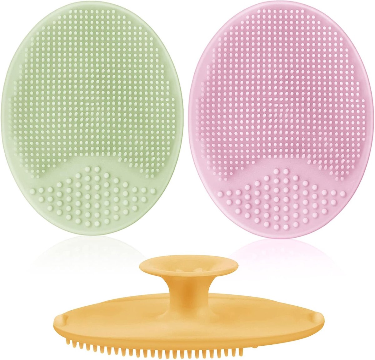 SnelShoppen - Baby Badkwast Set - 3 Stuks - Zachte Siliconen Borstels voor Baby's - Gezichtsreinigers voor Volwassenen - Veilig en Zacht Materiaal - I