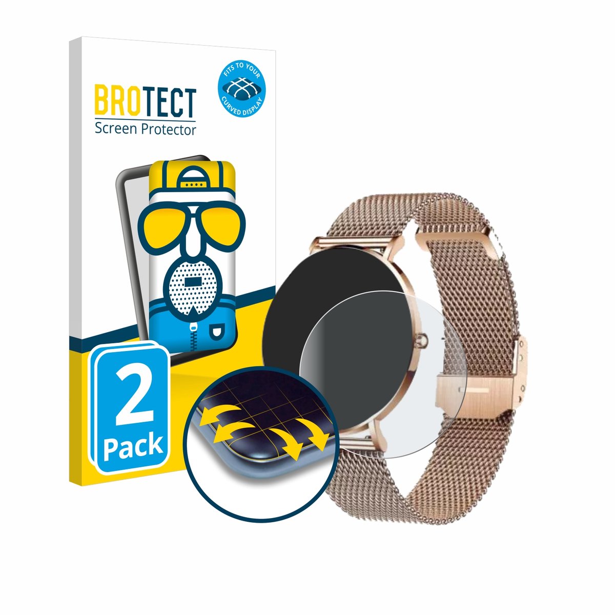 BROTECT - Screenprotector voor Xcoast X-Watch Siona 2 - Folie Beschermfolie matte volledig dekking 2 Stuks