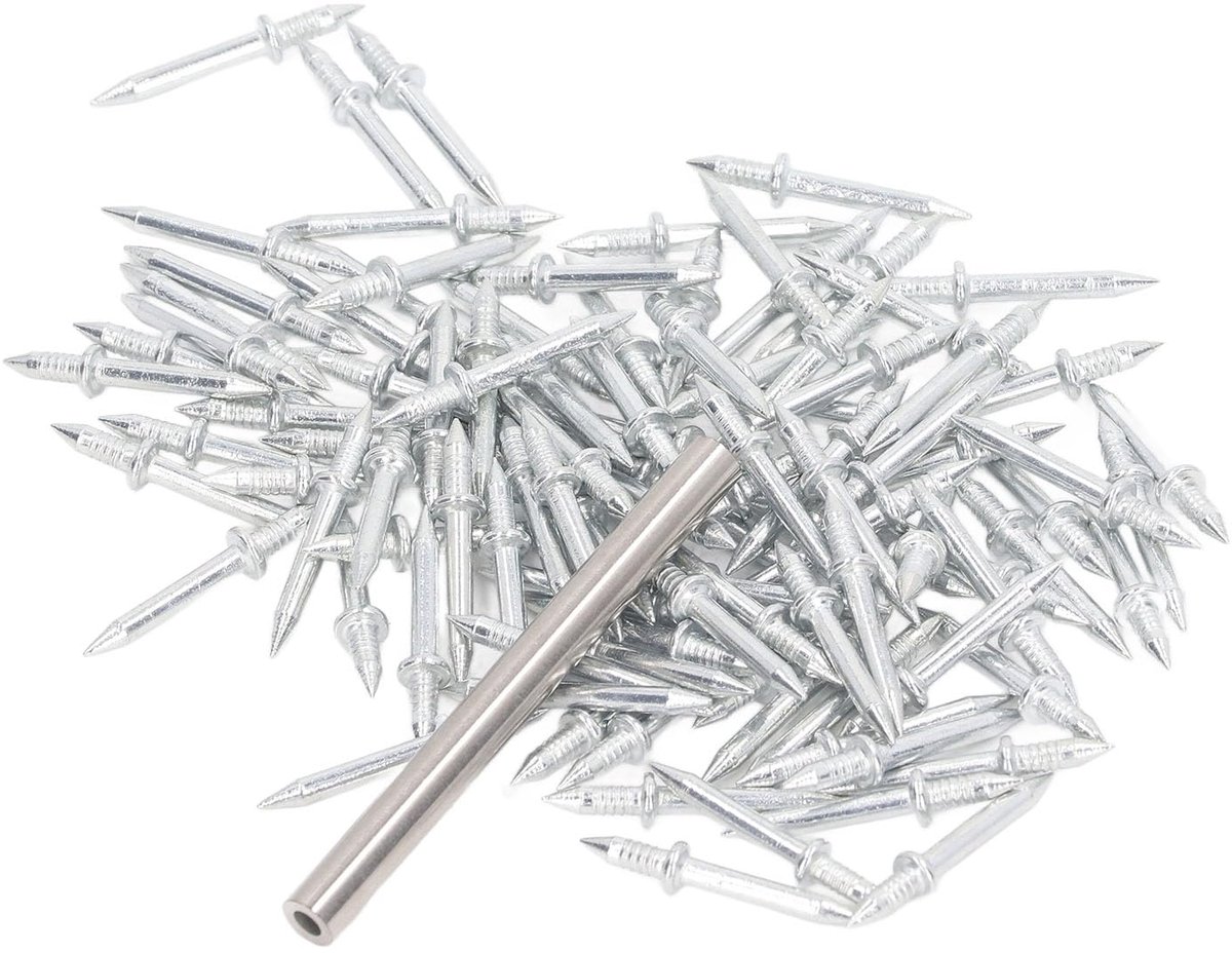 101-delige Plintnagels Set met Hulsgereedschap Koolstofstaal Dubbelkoppige Naadloze Nagels voor Het Installeren van Plinten en Houtschroeven