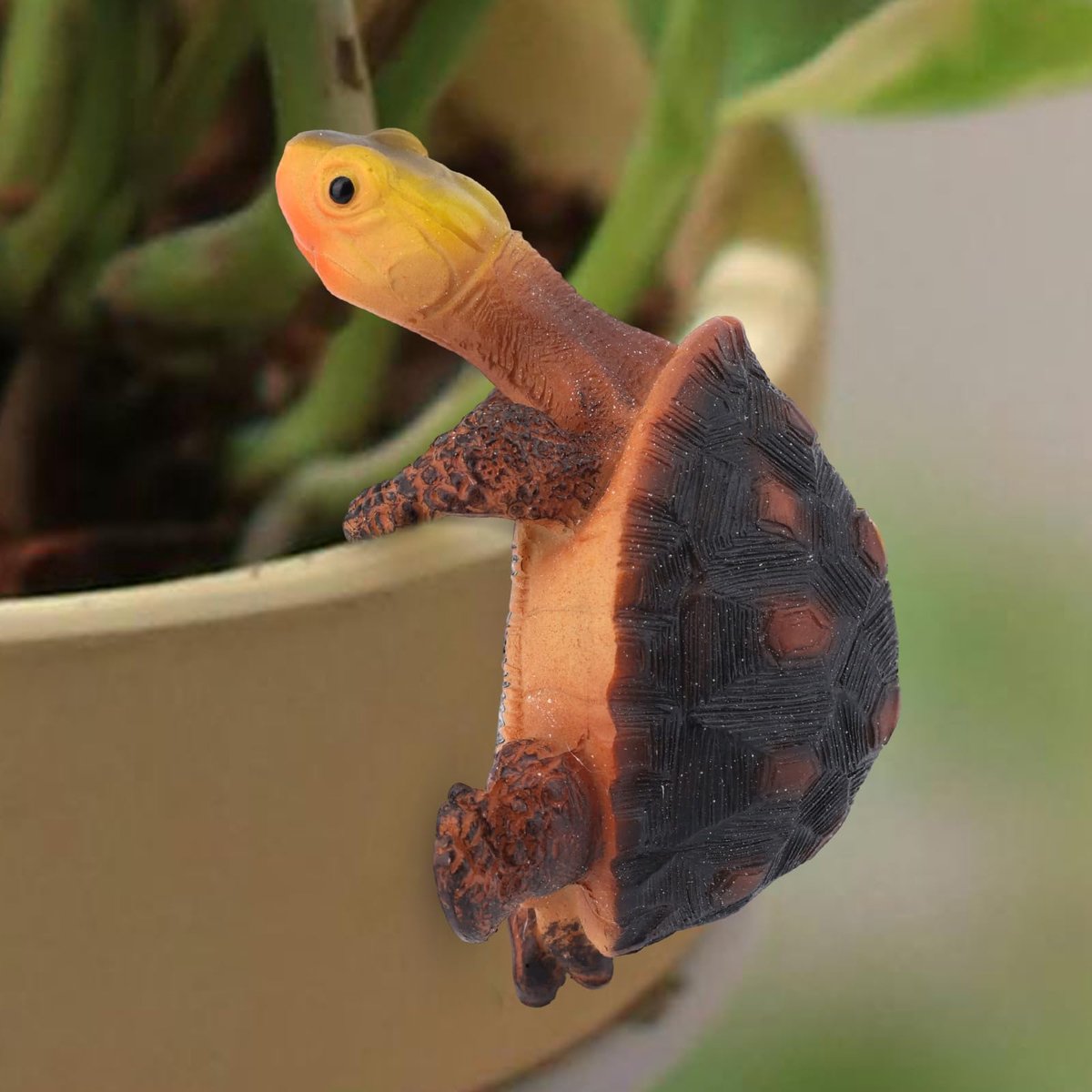 Klimschildpad Bloempotknuffelend, Schattig Hars Hangend Schildpadbeeldje Bloempotknuffelende Figuurtjes voor Tuin Balkon Terras Gazon Erf Decoratie