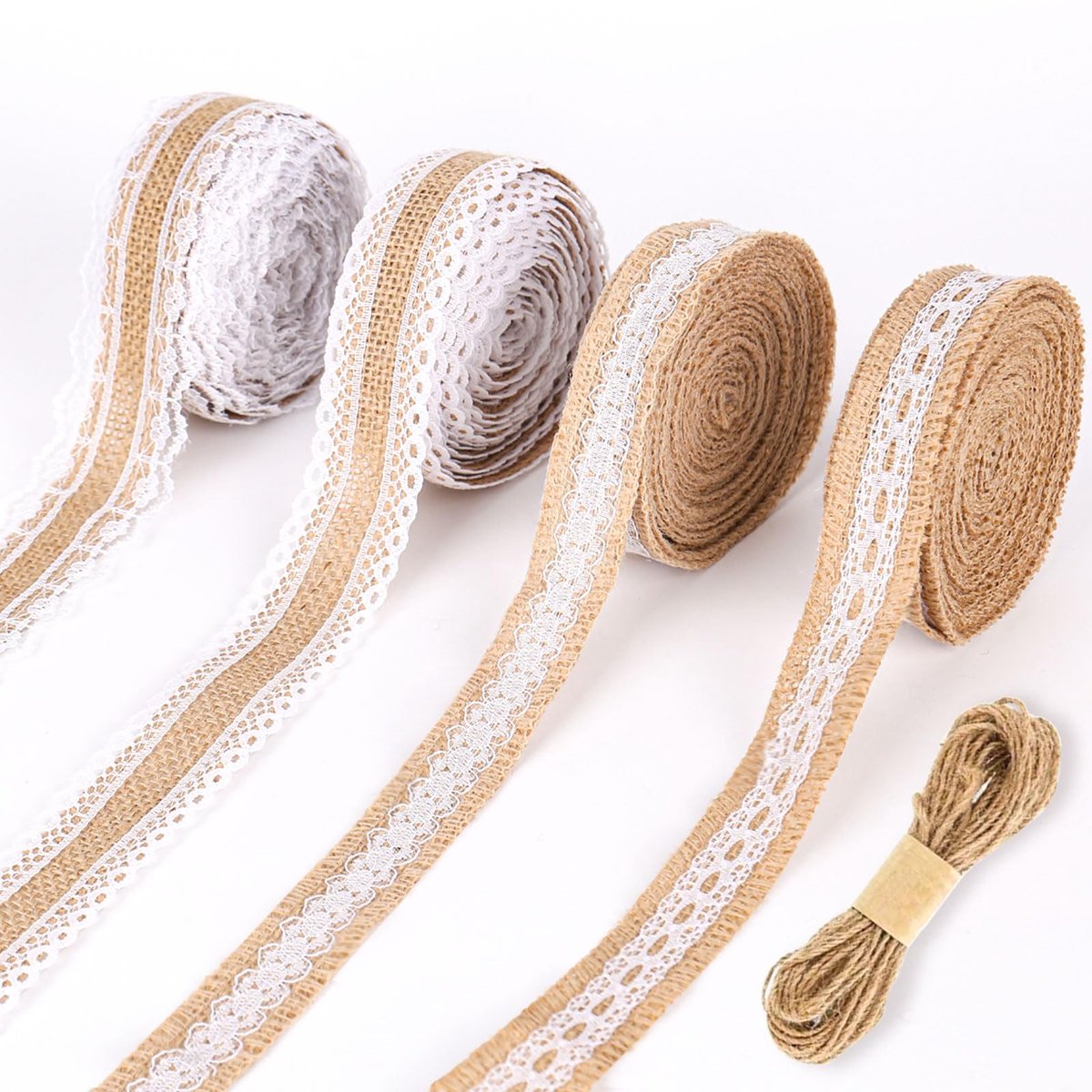 Jute lint, vintage cadeaulint, Valentijnsdag, Hessisch stoffen lint voor doe-het-zelf handwerk, jubileum, Moederdag, decoratie, bruiloft, feest, knutselen (stijl 2)