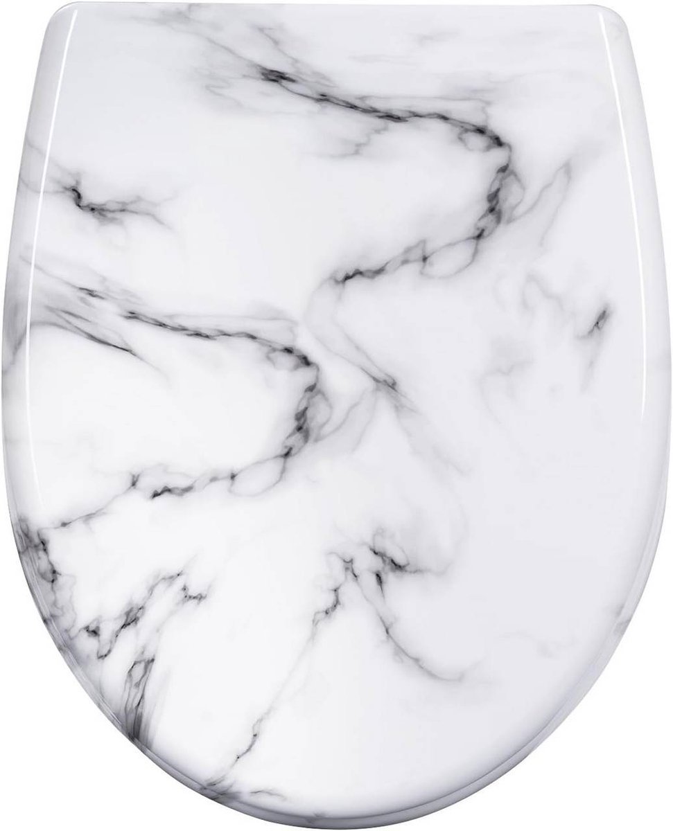 SureDeal® - toiletdeksel - Toiletbril - Softclose mechanisme - Vorm - Wit marmerpatroon - Wit