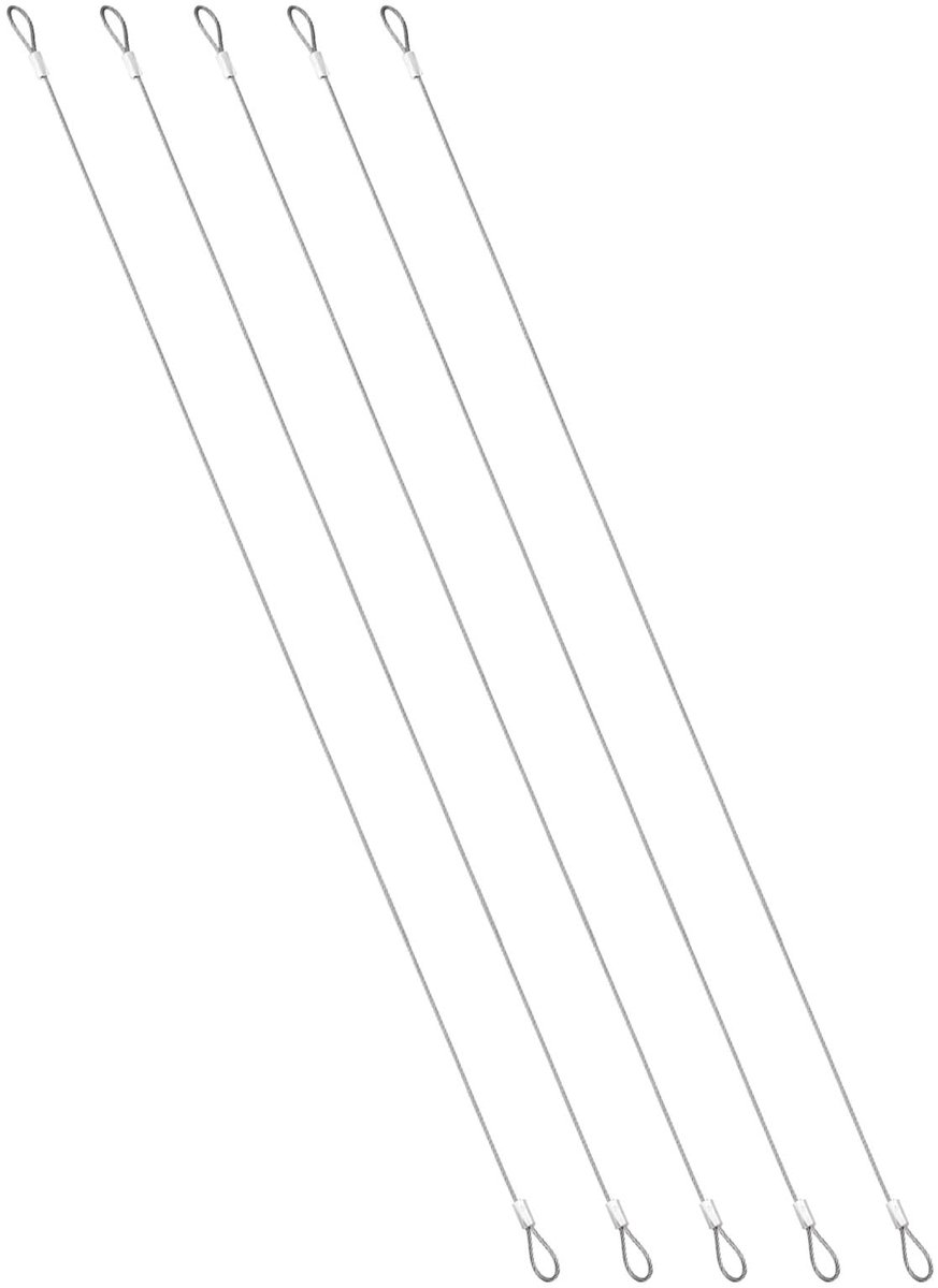 1,5 mm x 20 inch L veiligheidskabel voor reizen buiten, 5 stuks 304 veiligheidskabel van roestvrij staal met ringuiteinden voor fiets, motorfiets, huisdecoratie, zilver