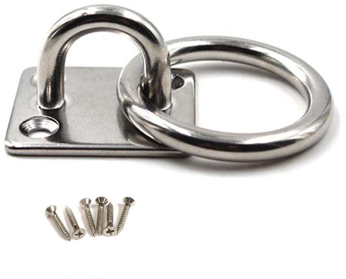 oogplaat 304 roestvrij stalen haak voor wandmontage met ring. Verpakking met 1 (schroeven inbegrepen)