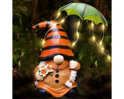 lifemet Tuindecoratie op zonne-energie, voor buiten, dwerg, dierenfiguur, hars tuinkabouter, led, waterdicht, verjaardagscadeau voor vrouwen, tuin, terras, balkon, gazondecoratie