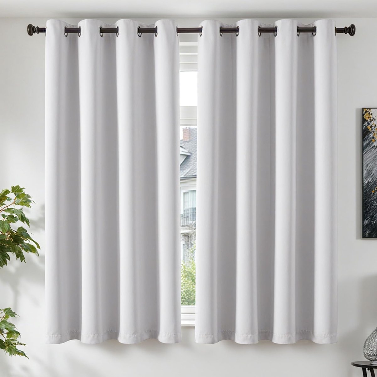 Gordijnen met oogjes, ondoorzichtig, verduisteringsgordijnen, gordijnen 175 x 140 cm, set van 2 deurgordijnen, woonkamer, raamdecoratie, overgordijnen, slaapkamer, gordijnen met oogjes